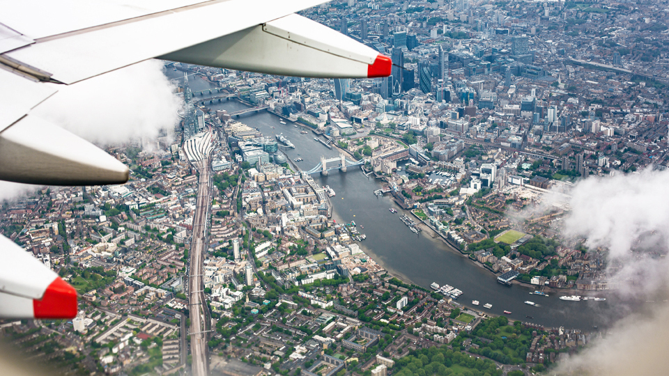 A view of London from an airplane